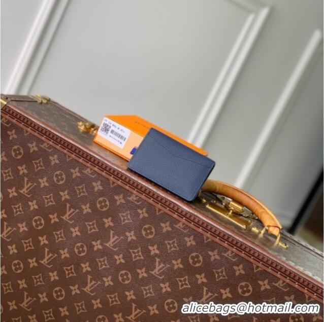 Best Grade Louis Vuitton Pocket Organizer Wallet in Waxy calfskin leather M25984 Navy Blue 2025