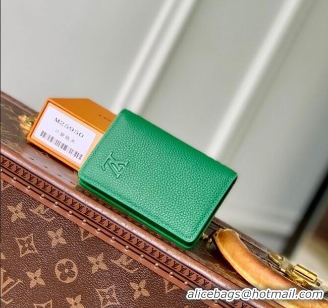 Pretty Style Louis Vuitton Pocket Organizer Wallet in Waxy calfskin leather 25117 Green 2025
