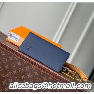 Low Price Louis Vuitton Brazza Wallet in Grained Leather M25978 Navy Blue 2025