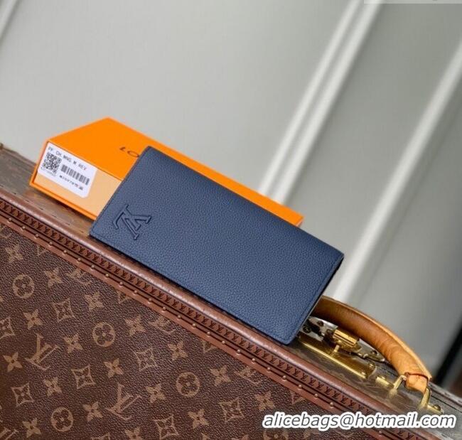 Low Price Louis Vuitton Brazza Wallet in Grained Leather M25978 Navy Blue 2025