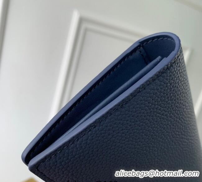 Low Price Louis Vuitton Brazza Wallet in Grained Leather M25978 Navy Blue 2025