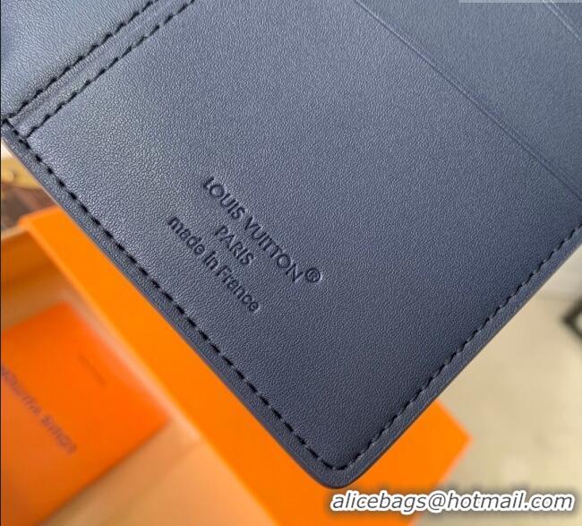 Low Price Louis Vuitton Brazza Wallet in Grained Leather M25978 Navy Blue 2025