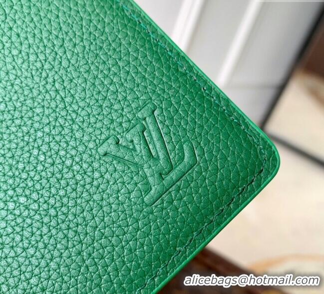 Grade Quality Louis Vuitton Brazza Wallet in Grained Leather M25942 Green 2025