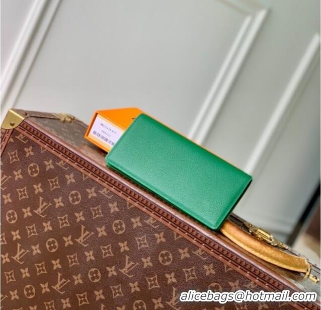 Grade Quality Louis Vuitton Brazza Wallet in Grained Leather M25942 Green 2025