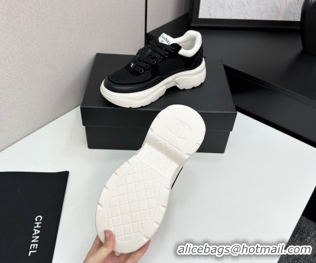 Best Product Chanel Calfskin Leather, Suede and Fabric Platform Sneakers Black 2025 CH110102 101004