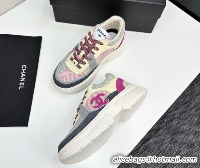 Popular Style Chanel Calfskin Leather, Suede and Fabric Platform Sneakers Multicolor07 2025 CH110102 1101007