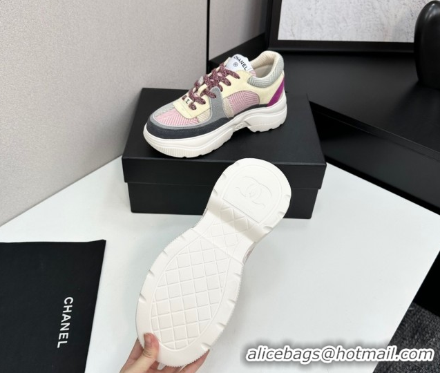 Popular Style Chanel Calfskin Leather, Suede and Fabric Platform Sneakers Multicolor07 2025 CH110102 1101007