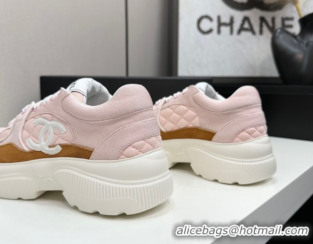 Buy Luxury Chanel Suede and Quilted Fabric Platform Sneakers Pink 14 2025 CH110102 1101014