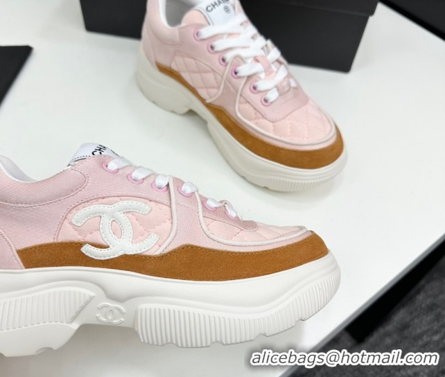 Buy Luxury Chanel Suede and Quilted Fabric Platform Sneakers Pink 14 2025 CH110102 1101014