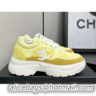 Best Price Chanel Suede and Quilted Fabric Platform SneakersYellow 15 2025 CH110102 1101015