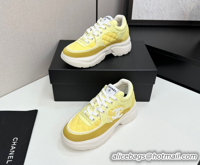 Best Price Chanel Suede and Quilted Fabric Platform SneakersYellow 15 2025 CH110102 1101015