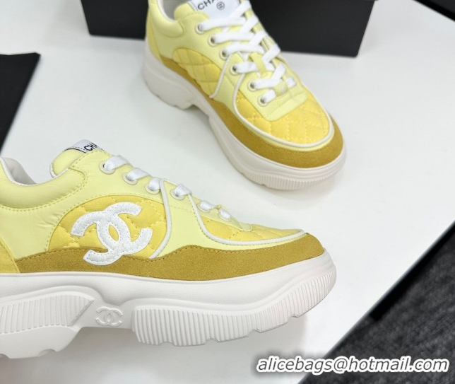 Best Price Chanel Suede and Quilted Fabric Platform SneakersYellow 15 2025 CH110102 1101015