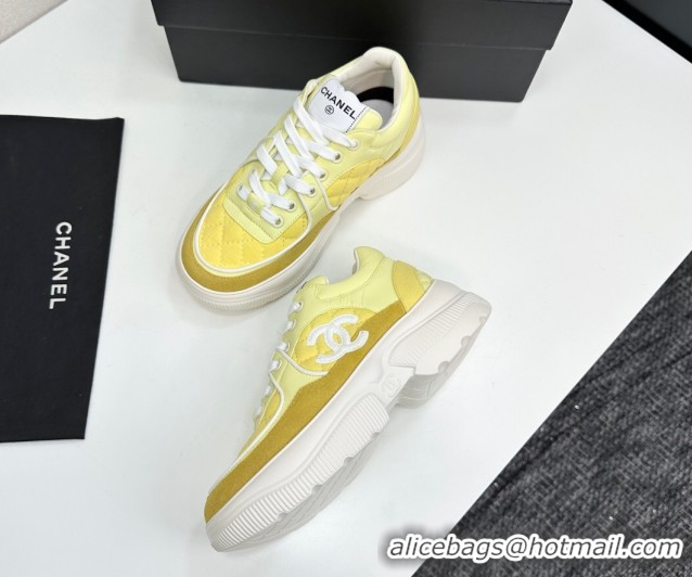Best Price Chanel Suede and Quilted Fabric Platform SneakersYellow 15 2025 CH110102 1101015