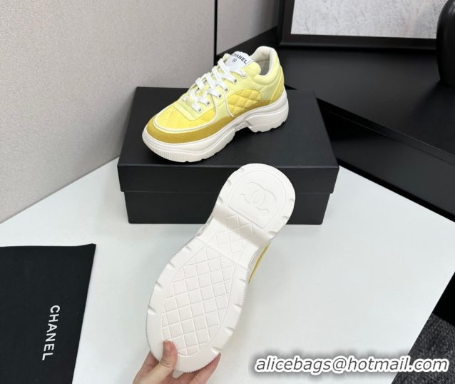 Best Price Chanel Suede and Quilted Fabric Platform SneakersYellow 15 2025 CH110102 1101015