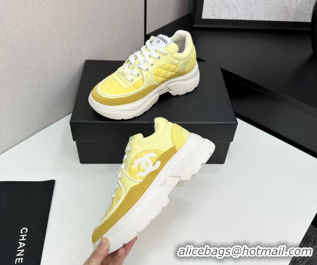 Best Price Chanel Suede and Quilted Fabric Platform SneakersYellow 15 2025 CH110102 1101015