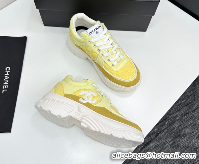 Best Price Chanel Suede and Quilted Fabric Platform SneakersYellow 15 2025 CH110102 1101015