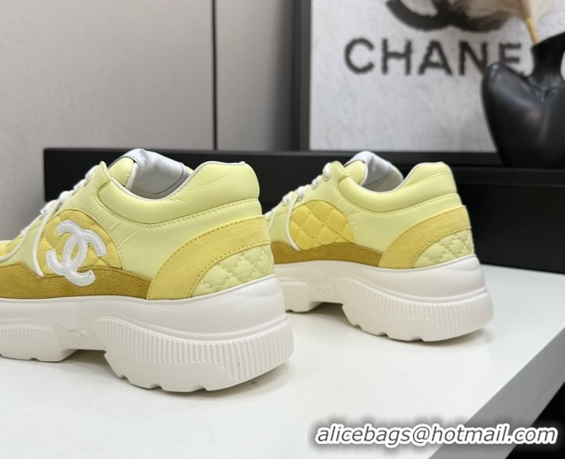 Best Price Chanel Suede and Quilted Fabric Platform SneakersYellow 15 2025 CH110102 1101015