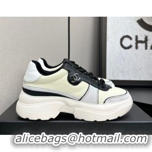 Purchase Chanel Calfskin Leather and Suede Platform Sneakers Yellow 20 2025 CH110102 1101020