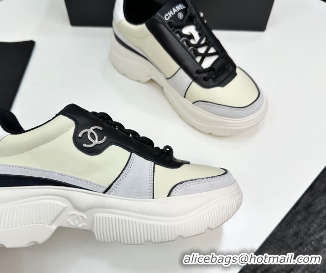 Purchase Chanel Calfskin Leather and Suede Platform Sneakers Yellow 20 2025 CH110102 1101020