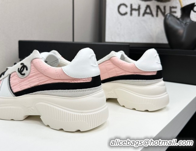 Big Discount Chanel Calfskin Leather, Suede and Quilted Fabric Platform Sneakers Pink 2025 CH110102 1101025