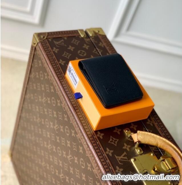 Best Price Louis Vuitton Multiple Wallet in Waxy calfskin M25945 Black 2025