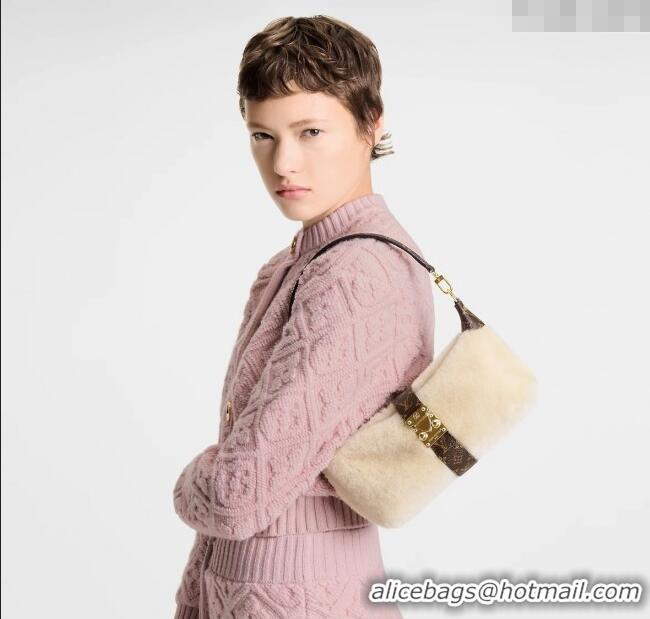 Best Price Louis Vuitton Pochette Mia Shoulder Bag in Creme White Shearling M26245 2025