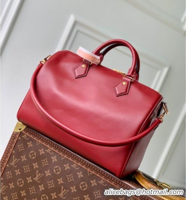 Top Quality Louis Vuitton Speedy Soft 30 Bag in Calfskin leather M25766 Plum Red 2025