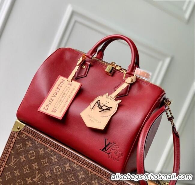 Top Quality Louis Vuitton Speedy Soft 30 Bag in Calfskin leather M25766 Plum Red 2025