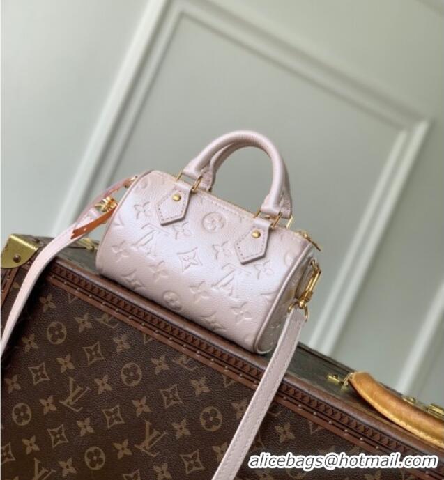 Well Crafted Louis Vuitton Nano Speedy Bag in Monogram Leather Snowy M27107 Pearl Pink 2025