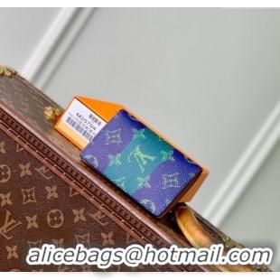 Best Price Louis Vuitton Pocket Organizer Wallet in Blue Stripes Monogram Heritage Canvas M25794 2025