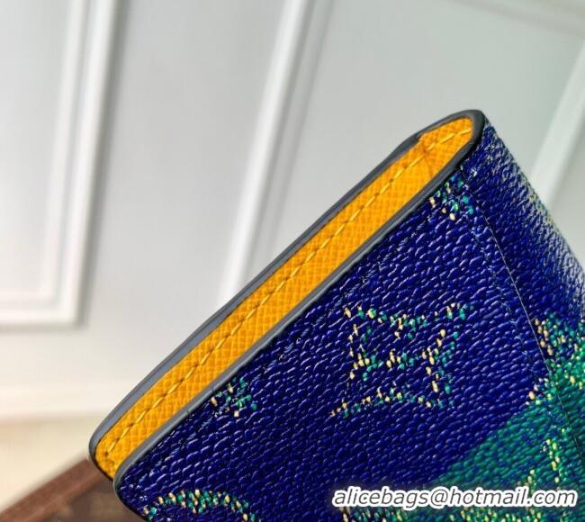 Best Price Louis Vuitton Pocket Organizer Wallet in Blue Stripes Monogram Heritage Canvas M25794 2025