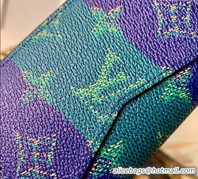 Best Price Louis Vuitton Pocket Organizer Wallet in Blue Stripes Monogram Heritage Canvas M25794 2025