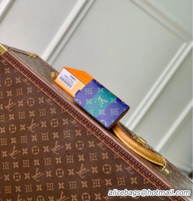 Best Price Louis Vuitton Pocket Organizer Wallet in Blue Stripes Monogram Heritage Canvas M25794 2025