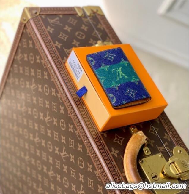 Best Price Louis Vuitton Pocket Organizer Wallet in Blue Stripes Monogram Heritage Canvas M25794 2025