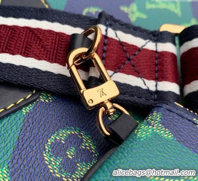 Good Quality Louis Vuitton Mens Trio Messenger Bag in Blue Stripes Monogram Heritage Canvas M26026 2025