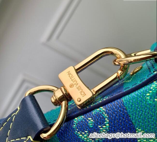 Good Quality Louis Vuitton Mens Trio Messenger Bag in Blue Stripes Monogram Heritage Canvas M26026 2025