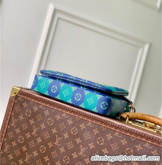 Good Quality Louis Vuitton Mens Trio Messenger Bag in Blue Stripes Monogram Heritage Canvas M26026 2025