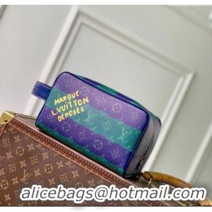 Promotional Louis Vuitton Mens Locker Dopp Kit Clutch in Blue Stripes Monogram Heritage Canvas M25902 2025