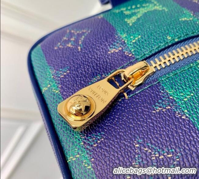 Promotional Louis Vuitton Mens Locker Dopp Kit Clutch in Blue Stripes Monogram Heritage Canvas M25902 2025