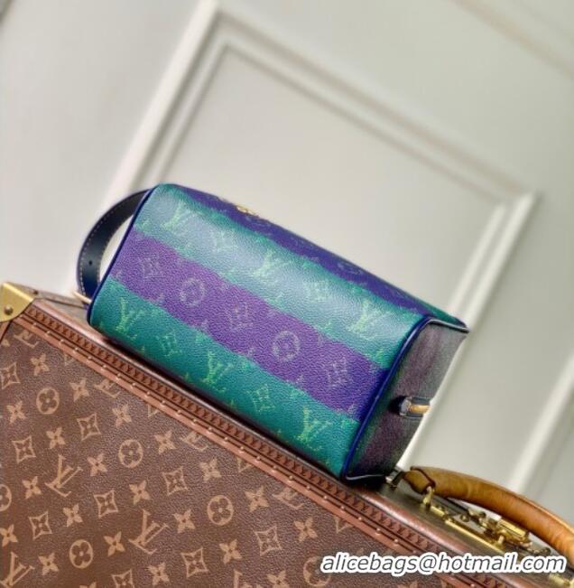 Promotional Louis Vuitton Mens Locker Dopp Kit Clutch in Blue Stripes Monogram Heritage Canvas M25902 2025