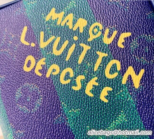 Promotional Louis Vuitton Mens Locker Dopp Kit Clutch in Blue Stripes Monogram Heritage Canvas M25902 2025