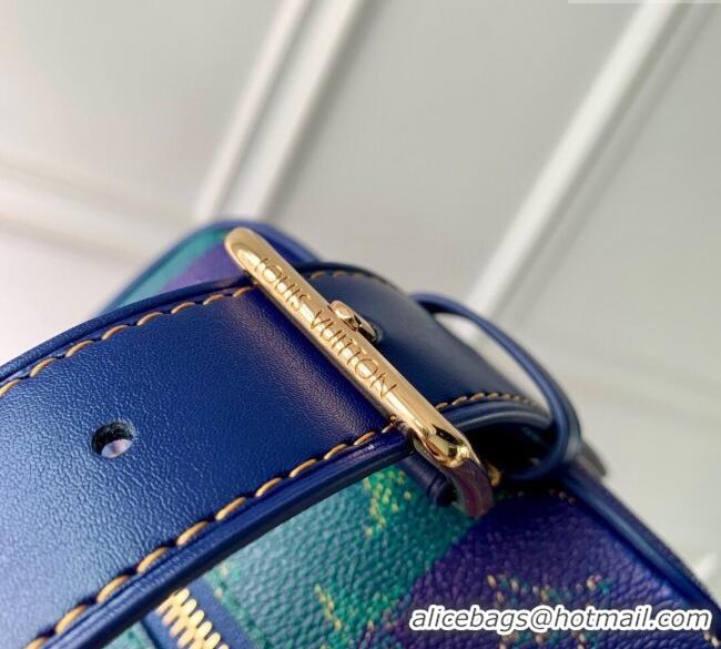 Promotional Louis Vuitton Mens Locker Dopp Kit Clutch in Blue Stripes Monogram Heritage Canvas M25902 2025