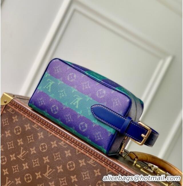 Promotional Louis Vuitton Mens Locker Dopp Kit Clutch in Blue Stripes Monogram Heritage Canvas M25902 2025
