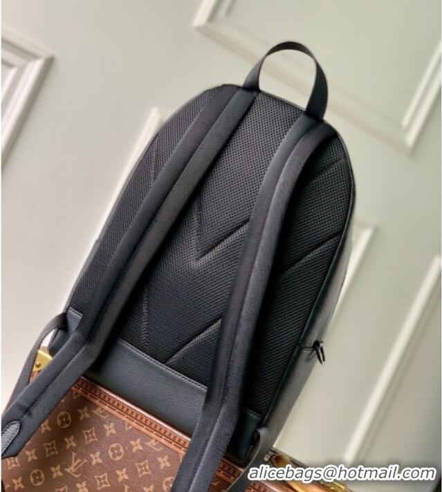 Best Quality Louis Vuitton Mens Discovery Work Backpack bag in Waxy calfskin M15259 Black 2025