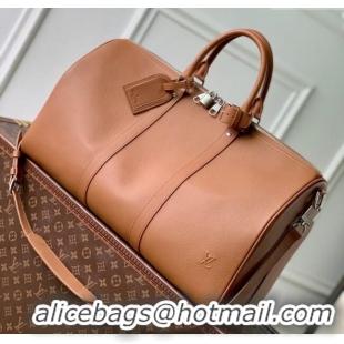 Best Price Louis Vuitton Mens Keepall Bandouliere 50 Travel bag in Waxy calfskin M26065 Tan Brown 2025