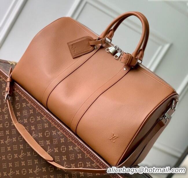 Best Price Louis Vuitton Mens Keepall Bandouliere 50 Travel bag in Waxy calfskin M26065 Tan Brown 2025