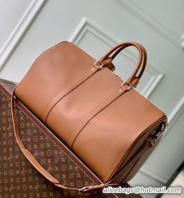 Best Price Louis Vuitton Mens Keepall Bandouliere 50 Travel bag in Waxy calfskin M26065 Tan Brown 2025