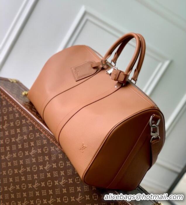 Best Price Louis Vuitton Mens Keepall Bandouliere 50 Travel bag in Waxy calfskin M26065 Tan Brown 2025