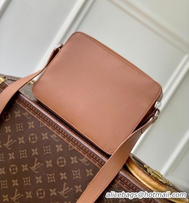 Most Popular Louis Vuitton Mens Boarding Messenger bag in Waxy calfskin M25981 Tan Brown 2025