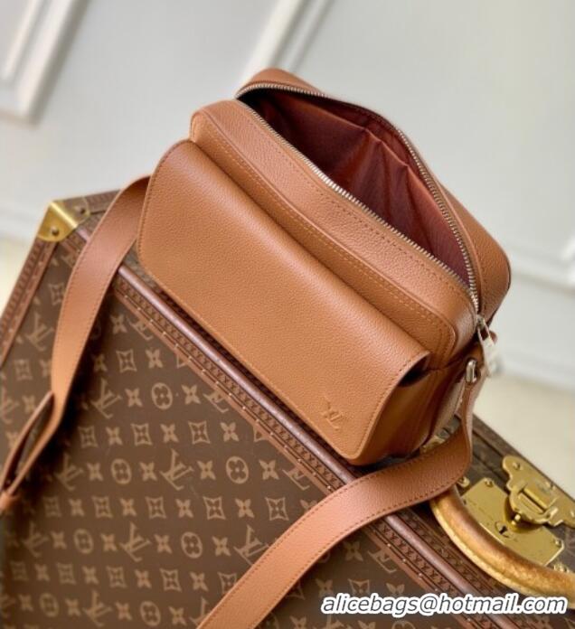 Most Popular Louis Vuitton Mens Boarding Messenger bag in Waxy calfskin M25981 Tan Brown 2025